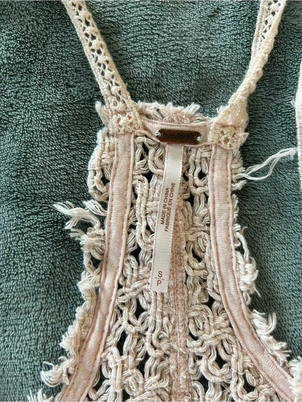 Free People Cream Crochet Open-Back Camisole